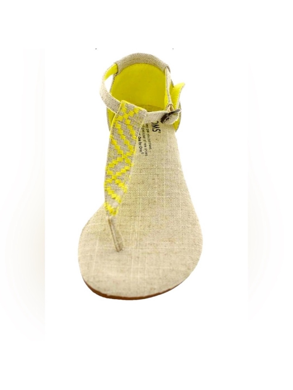 NEW TOMS Playa Womens Sandals Yellow Burlap T Strap travel resort summer wear 10